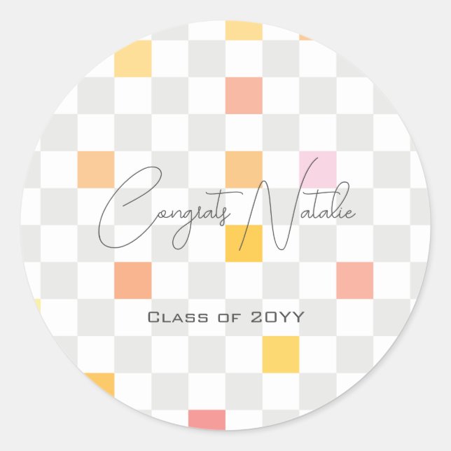 Adesivo Pastel e Cinzas verificam Festa de formatura estét (Frente)