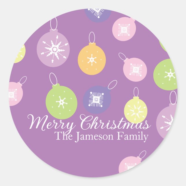 Adesivo Pastel Enfeites de natal Flocos de Neve Violeta (Frente)