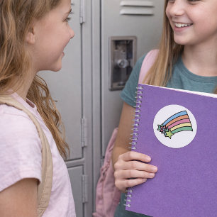 Adesivo Pastel Estrela Cadente Arco-íris Retro Fofo