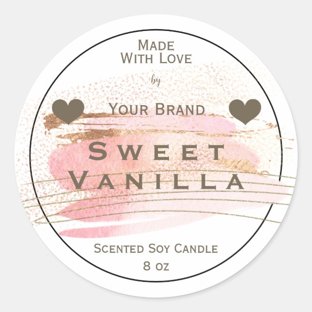 Adesivo Pastel Feito Com Amor Rótulo de Embalagem de Produ (Frente)