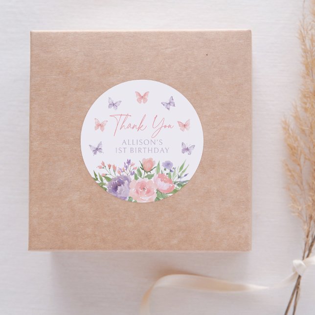 Adesivo Pastel Floral Butterfly Aniversário (Criador carregado)