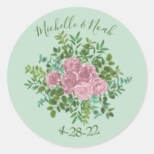 Adesivo Pastel Floral Casamento vintage Verde e Rosa