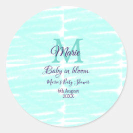 Adesivo Pastel green baby in bloom monogram baby shower te