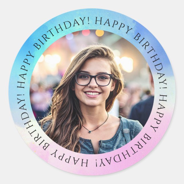 Adesivo Pastel Happy Birthday Photo Envelope Seal Sticker  (Frente)