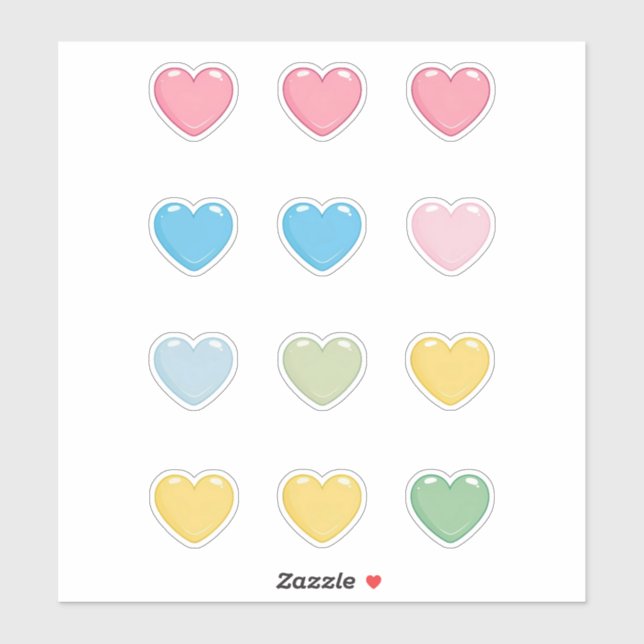 Adesivo Pastel Hearts (Folha)