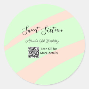 Adesivo Pastel laranja verde QR Doce aniversário de deze