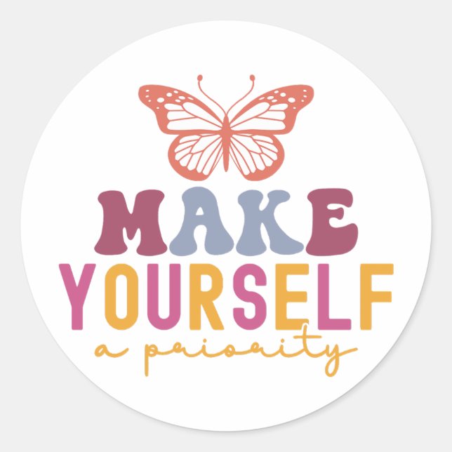 Adesivo Pastel "Make Yourself a Priority" Self Care Graphi (Frente)