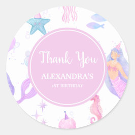 Adesivo Pastel Mermaid primeiro aniversario Ocean Party Gi