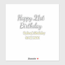 Adesivo Pastel orange gray happy 21st birthday name date