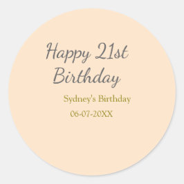 Adesivo Pastel orange gray happy 21st birthday name date