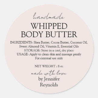 Adesivo Pastel Pink Body Butter Organic Business Classic