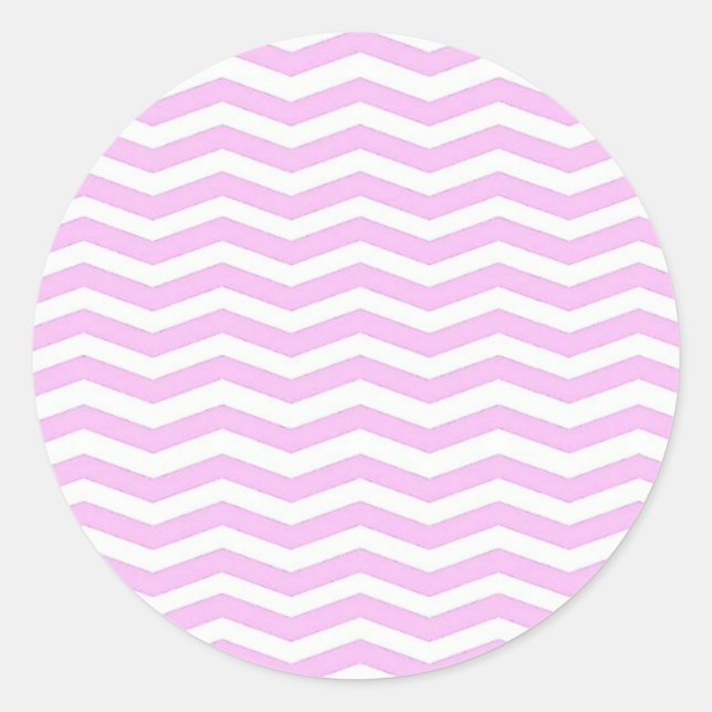 Adesivo Pastel Pink  Chevron Stripes Round Sticker (Frente)
