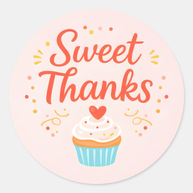 Adesivo Pastel Pink Cupcake Baking Thank You Sticker (Frente)