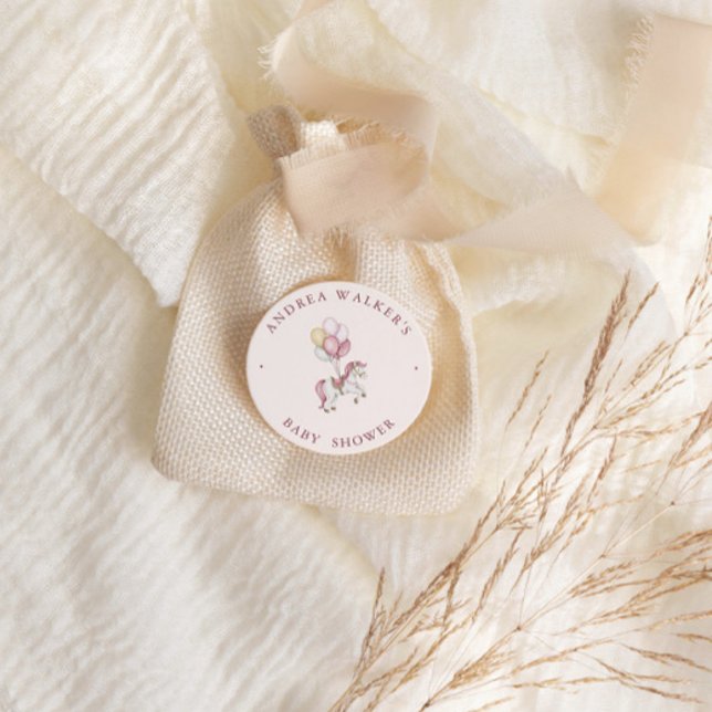 Adesivo Pastel Pink Cute Horse Balloons Girl Baby Shower (Criador carregado)