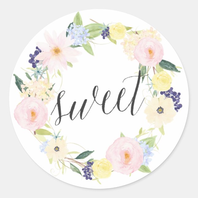 Adesivo Pastel Primavera Floral Wreath | Doces Stickers (Frente)