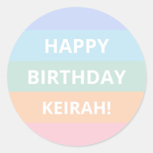 Adesivo Pastel Rainbow Color Block Stripes Birthday Nome C
