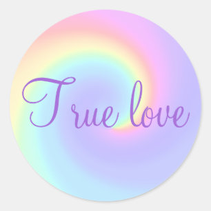 Adesivo Pastel Rainbow Swirl Lésbica Casamento "Verdadeiro