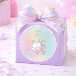 Adesivo Pastel Rainbow Unicorn Happy Birthday Thank You