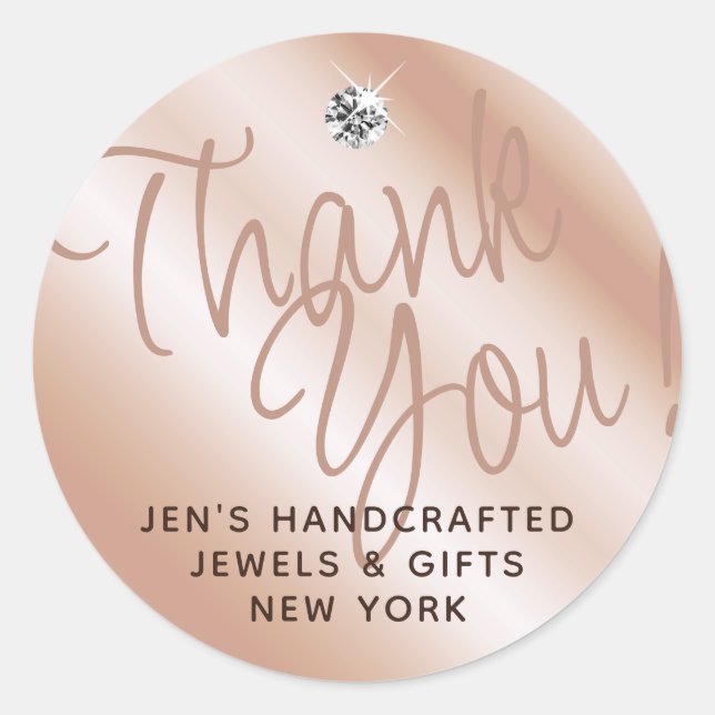 Adesivo Pastel Rosa Coral Shimmery Sparkle Obrigado Etique (Frente)