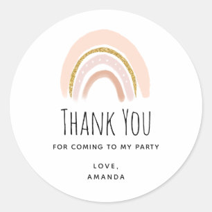 Adesivo Pastel Rosa e Faux Glitter Boho Arco-íris Aniversá