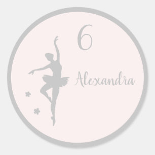 Adesivo Pastel Silver ballerina festa de aniversário Nome 