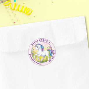 Adesivo Pastel Unicórnio Mágico Aniversário Personalizado