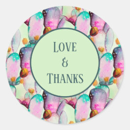 Adesivo Pastel Watercolor Cactus Flowers Amor e Obrigados