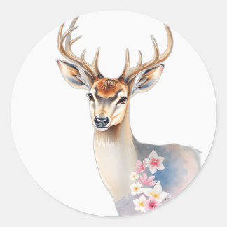 Adesivo Pastel Watercolor Deer com Flora