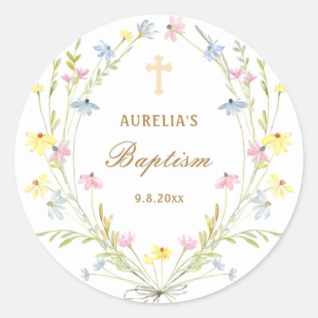 Adesivo Pastel Wildflower Baptism (Frente)