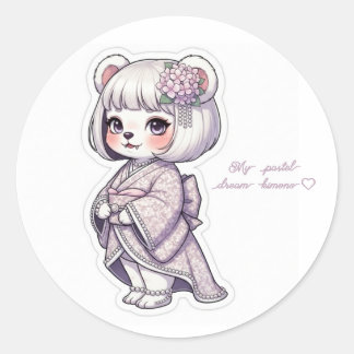 Adesivo Pastel Yukata Bear - Frilly Purple&Pearl Elegance