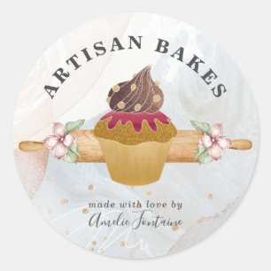 Adesivo Pastelaria de Cupcake de Aquarela 