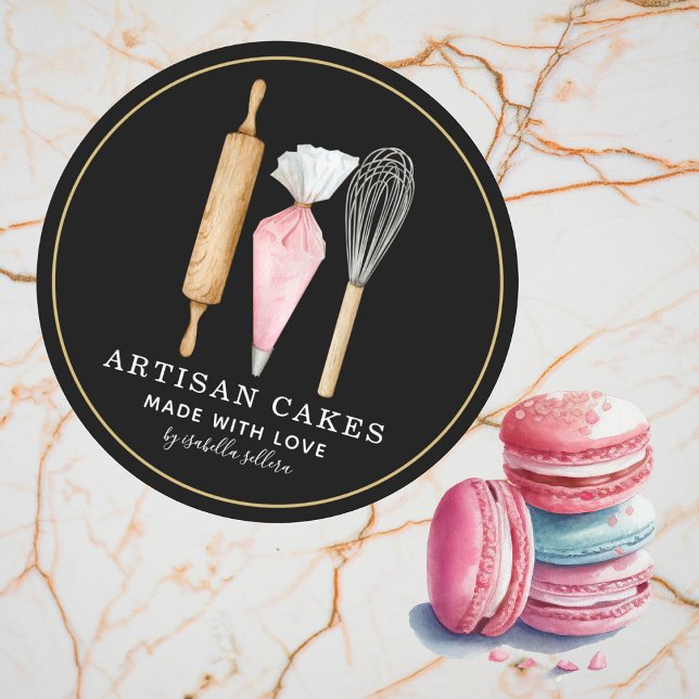 Adesivo Pastelaria Pastelaria Ferramentas de cozedura Blac (Criador carregado)