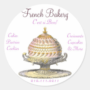 Adesivo Pastelarias francesas do vintage elegante: