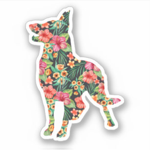 Adesivo Pastor Alemão Flor Cachorro Engraçado Silhueta Flo