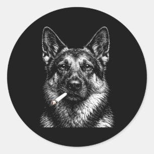 Adesivo Pastor alemão fumando meme engraçado de cachorro g