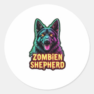 Adesivo Pastor Alemão GSD Shep Cachorro Zumbi Halloween Es
