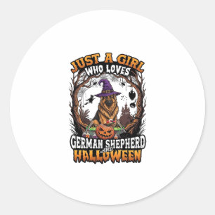 Adesivo Pastor Alemão Halloween Cão Bruxa Chapéu Abóbora_1