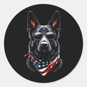 Adesivo Pastor Alemão Preto Bandeira Americana 4 de Julho