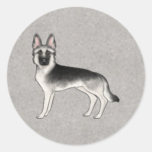 Adesivo Pastor Alemão Sable Prata Cachorro Cartoon Fofo