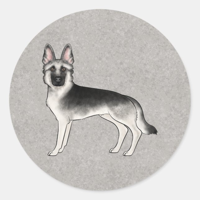 Adesivo Pastor Alemão Sable Prata Cachorro Cartoon Fofo (Frente)