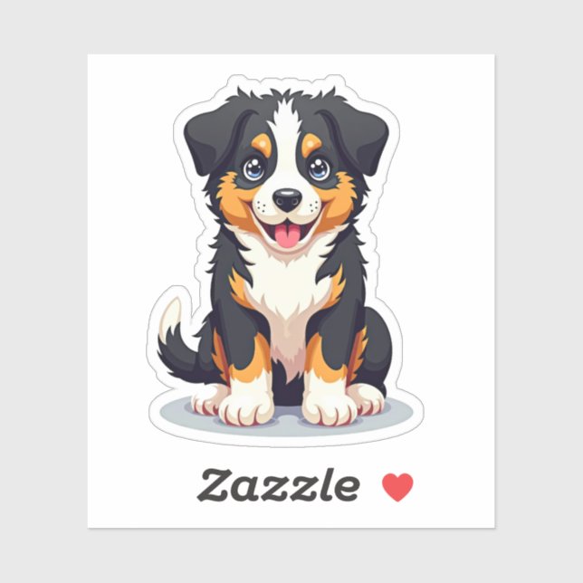 Adesivo Pastor australiano fofinho, Whimsy 3D, pequeno (Folha)