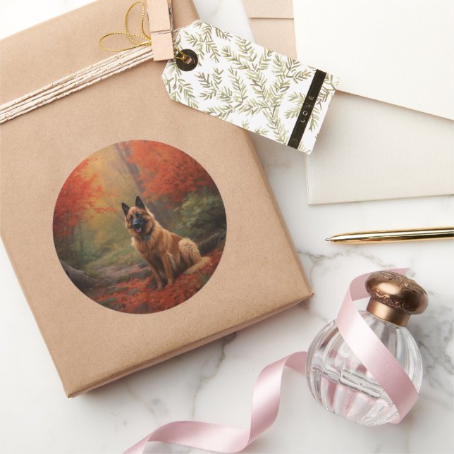 Adesivo Pastor belga no outono deixa cair inspiração (Presentear)