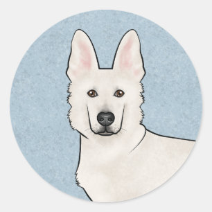Adesivo Pastor Suíço Branco Cabeça de Cachorro Fofo Azul