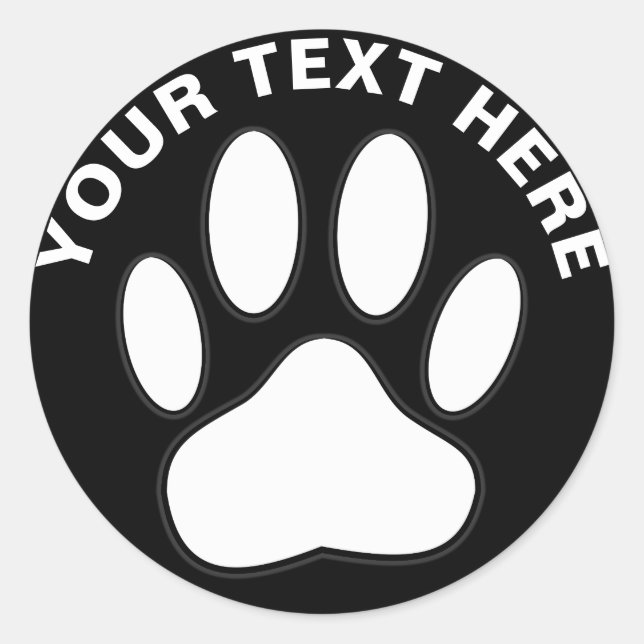 Adesivo Pata Branca com Texto Personalizado Pet (Frente)
