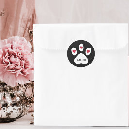 Adesivo Pata de Cachorro com Coração, Obrigado, Personaliz