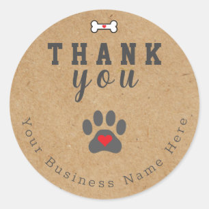 Adesivo Pata de Cachorro Personalizado Obrigado, Kraft