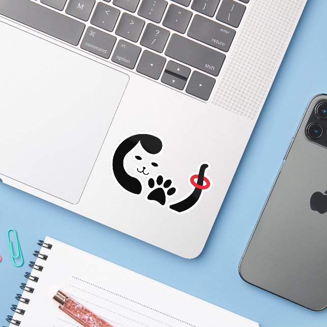 Adesivo Pata de Gato Fofa (Notebook com iPhone)