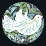 Adesivo Pata de Paz Ilustrada de Natal<br><div class="desc">Um adesivo de Natal ilustrado apresenta ilustração de uma pomba e uma inscrição manual.</div>