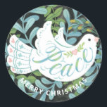 Adesivo Pata de Paz Ilustrada de Natal<br><div class="desc">Um adesivo de Natal ilustrado apresenta ilustração de uma pomba e uma inscrição manual.</div>