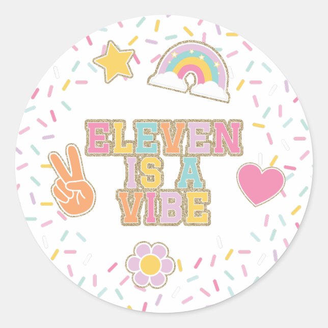 Adesivo Patch Preppy Eleven é um Aniversário de 11 Vibe (Frente)